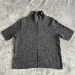 𝅺ZARA knit marbled short sleeves mock turtleneck S